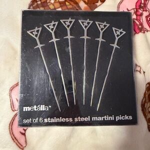 Silver Stainless Steel Martini Picks Set